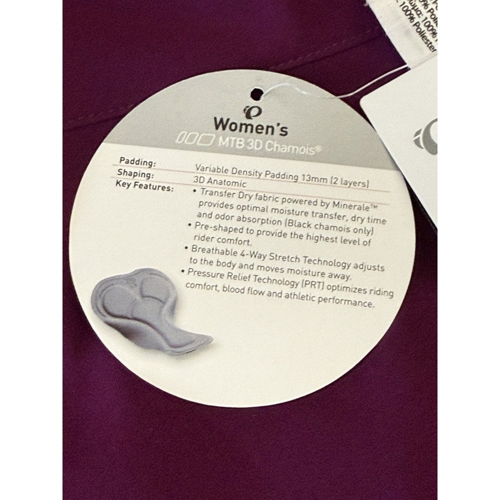 NWT Pearl Izumi Canyon Cycling Shorts Women's L Purple 8.5" Inseam Padded Liner - Picture 10 of 16